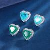 Jewelry Copper Bottom Gold-Plated Simulation Color Treasure Heart-Shaped Diamond-Encrusted Simple Women'S Stud Earrings Main Stone 9 * 9