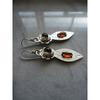 Vintage Carved Patterned Synthetic Garnet Earrings, Simple and Elegant Women's Earrings