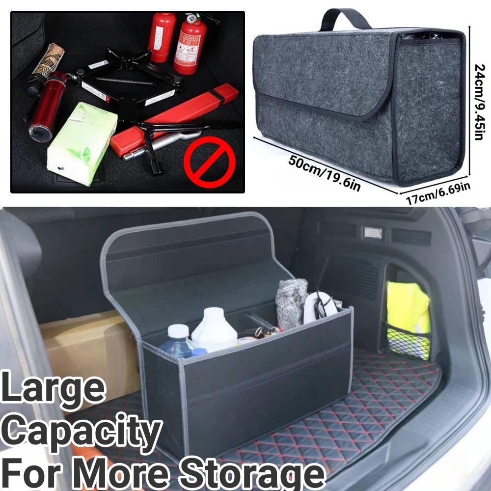 Foldable Car Trunk Organizer Big Capacity Anti Slip Felt Cloth Car Interior Tidying Container Car Organizer Stowing Tidying Box