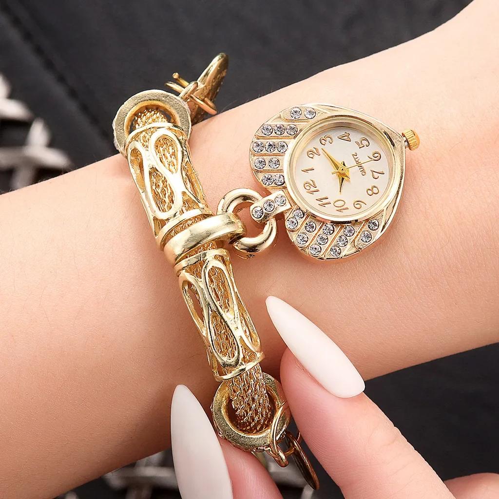 Fashionable Trend Versatile Business Luxurious Diamond Inlay Starry Sky Elegant Quartz Watch Set with Diamond Inlay