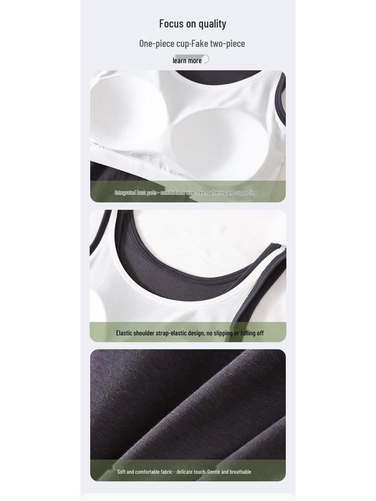 Women's Square Neck Latex Camisole with Built-in Padded Vest - Covers Underarm Fat