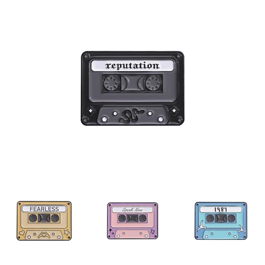 Cassette Artistic Music Brooch Geometric Cartoon Design Trendy Alloy Pin For Everyone