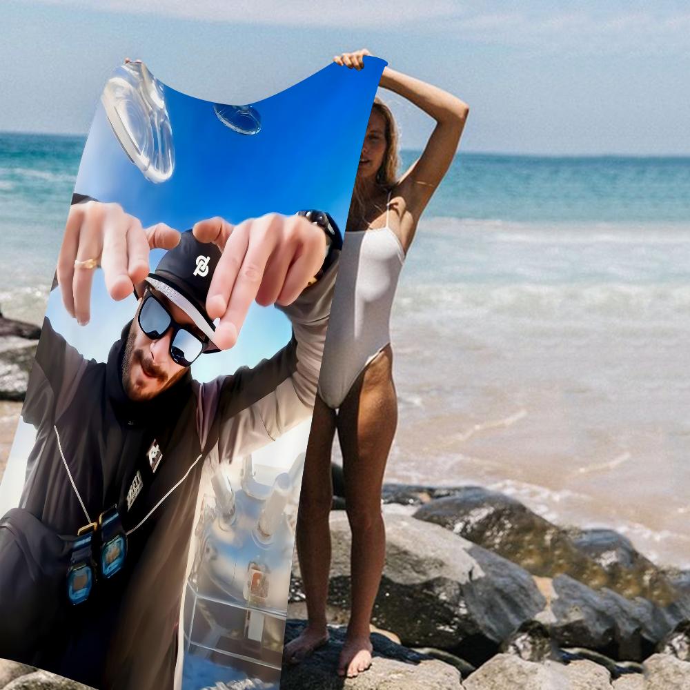 1pc Rapper JuL Music Album Cover L-LOL Printed Beach Towel Mountain Climbing Yoga Beach Swimming Running Absorbent Soft Towel