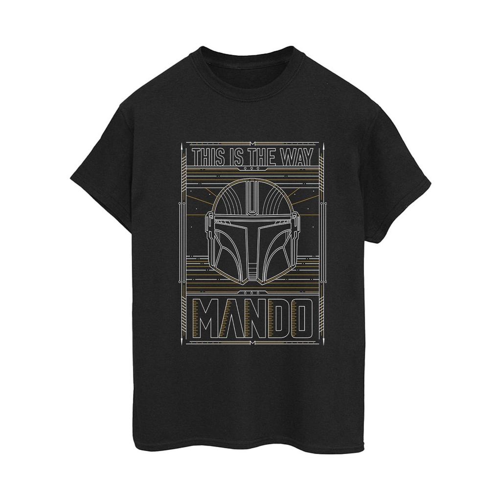 Star Wars Womens/Ladies The Mandalorian The Way Outline Helm Cotton Boyfriend T-Shirt