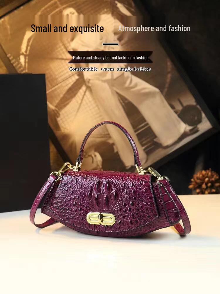 2024 Krokodilo rašto auksinis luitas rankinė per petį vidutinio amžiaus moterims