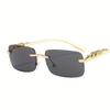 Leopard Patterned Decorative Frameless Square Stylish Glasses Suitable for Women Retro Leopard Head Metal Glasses for Men and Women