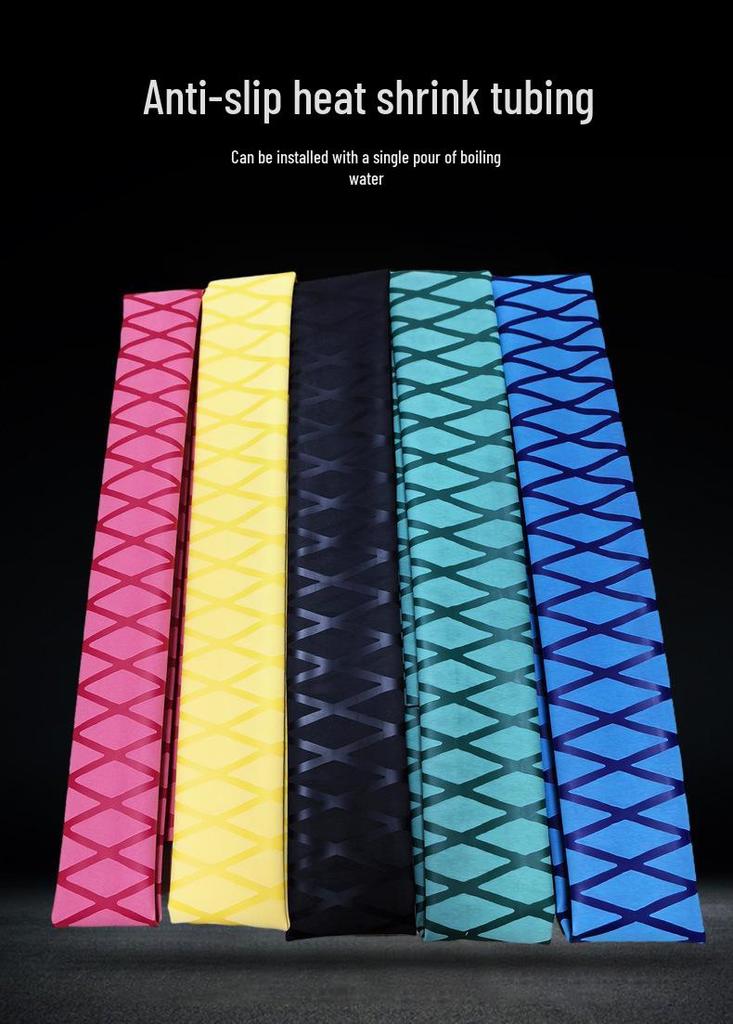 Patterned Heat Shrink Tubing Grip Cover for Fishing Rods and Badminton Rackets - Non-Slip Insulation Sleeve for Handle and Wiring Harness.