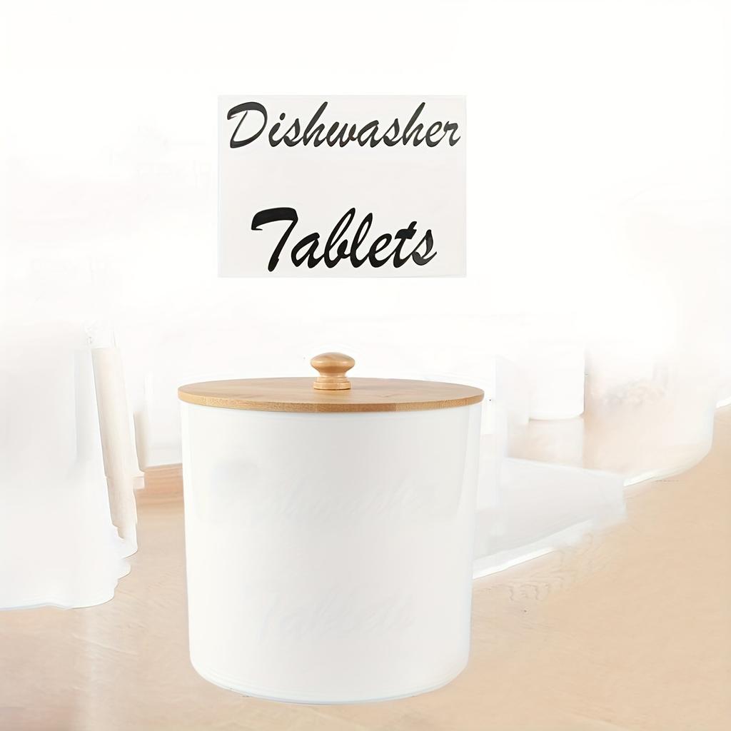 Geschirrspülmaschinen-Pod-Behälter mit Bambusdeckel Acryl-Aufbewahrungsbox Geschirrspülmittelbehälter, Bauernküchen-Tablett-Organizer