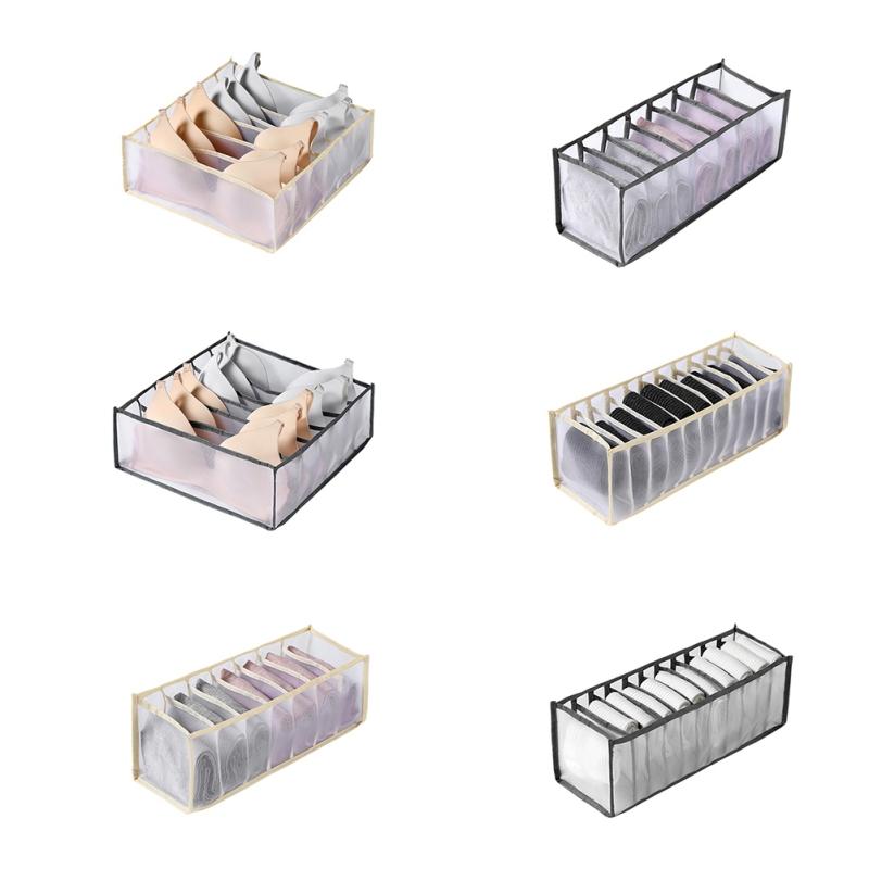 Mřížkový úložný box na spodní prádlo, skládací látkové kalhotky, ponožky, dokončovací box, zásuvkový úložný box na podprsenku