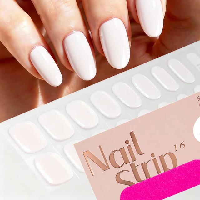 16Tips Semi-Cured Gel Nail Sticker Pure Color UV/LED Lamp Gel Nail Polish Wraps Long-Lasting Nail Strips Patch Nail Decoration