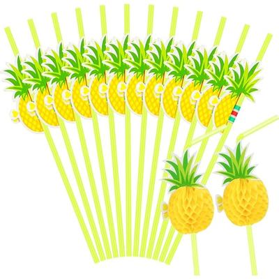 50 Pcs Pineapple Straws Pineapple Drinking Straws Tropical Straws Cocktail Straws Hawaiian Straws for Luau Party, Pool Party, Hawaiian Party Supplies