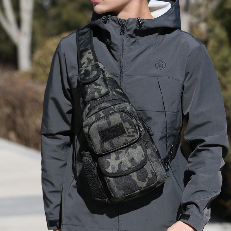 Men's Casual Sports Chest Bag with Water Bottle Holder - Ideal for Travel, Leisure, Cycling, and As a Messenger or Shoulder Bag.