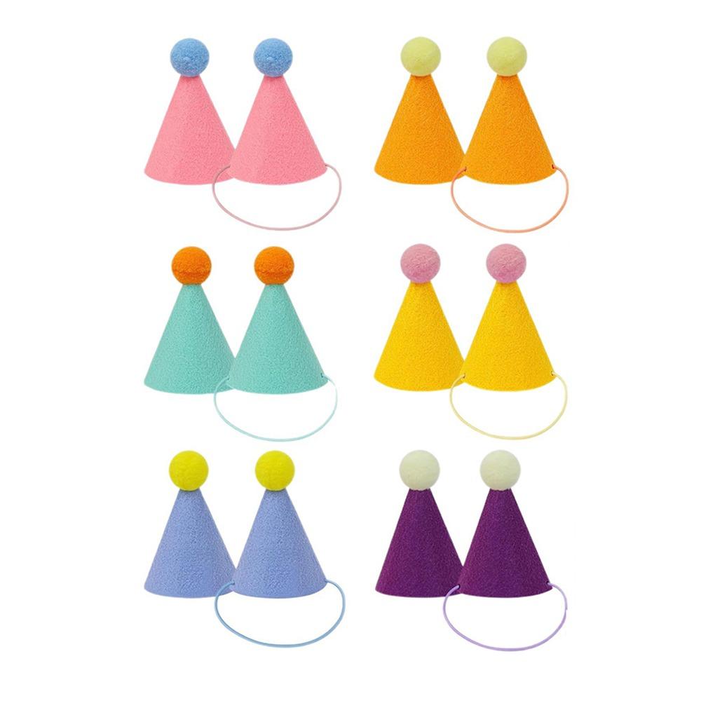 6/12/24Pcs Colorful Pet Party Hat for Stuffed Animals Dog Party Headdress Cone Birthday Hat Animal