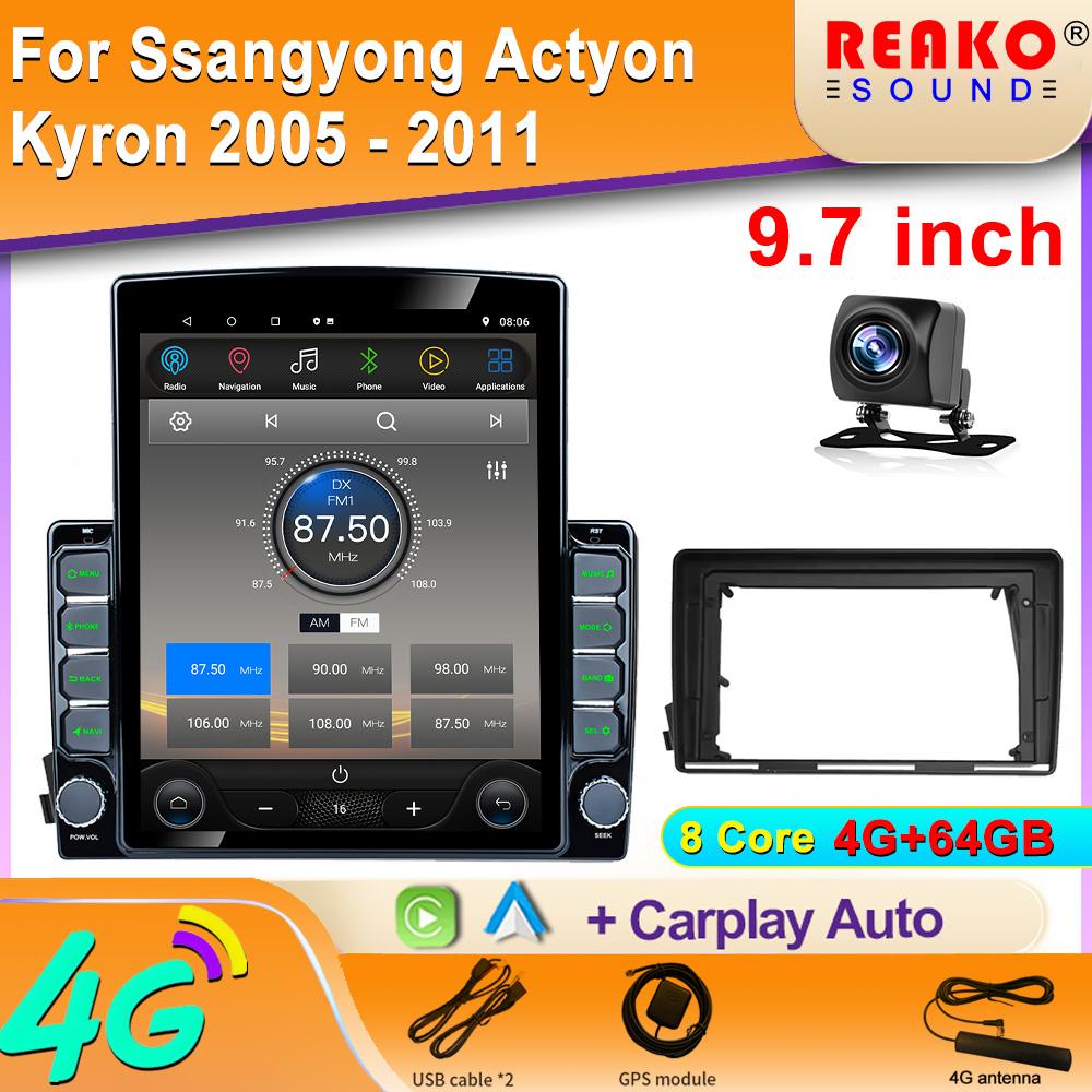 

9,7-дюймовый вертикальный экран Tesla Android автомобильное радио для SsangYong Kyron Actyon 2005-2011 GPS навигация мультимедийный плеер 8 core 4GB+64GB