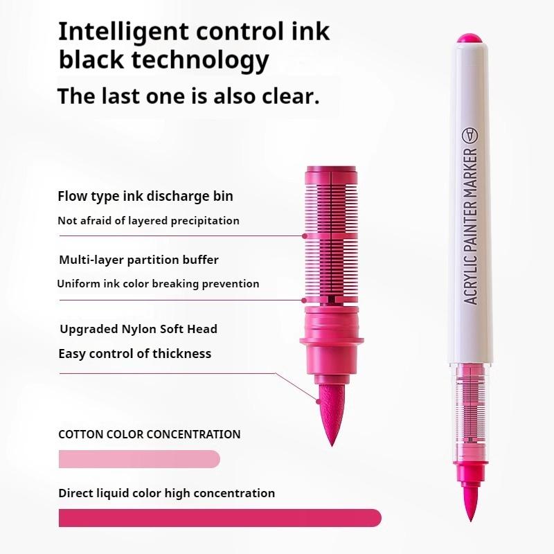 LANGUO 60Colors/box Direct Liquid Acrylic Paint Marker Pens Set Brush Color Marker Pen for DIY Painting Drawing Ceramic Glass