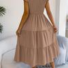 2026 Spring/Summer Women's Solid Color Black Fungal Edge Flying Sleeve Pulling Waist Skirt S-XL