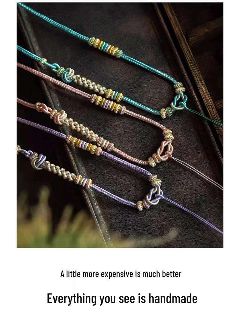 Ręcznie wykonany naszyjnik z wisiorkiem z jadeitu z klamrą Pokoju na sznurku w kolorze kwiatu brzoskwini