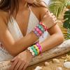 Bohemian Polymer Clay Frangipani Flower Woven Bracelet for Women Stackable Floral Braided Rope Chain Beach Party Jewelry Gift