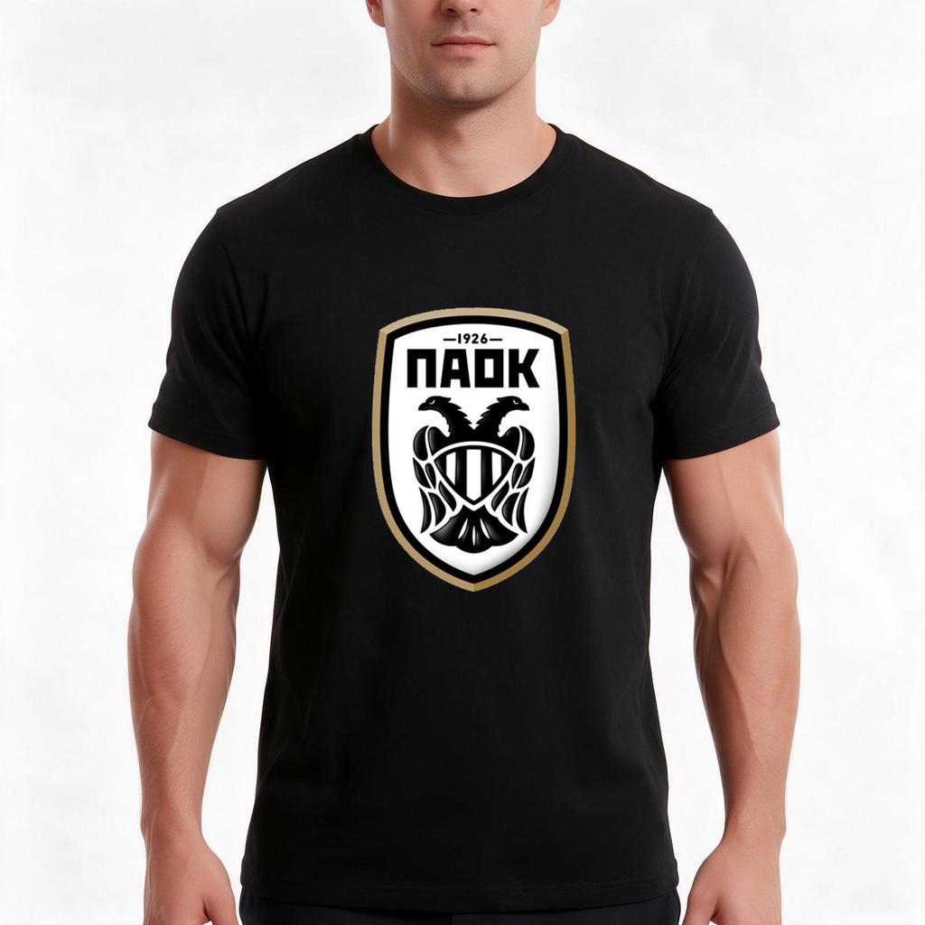 T-shirt Paok Estiva Casual Cotone Oversize Streetwear Top Stampa Grafica Vintage Vestibilità Larga Manica Corta 100% Cotone