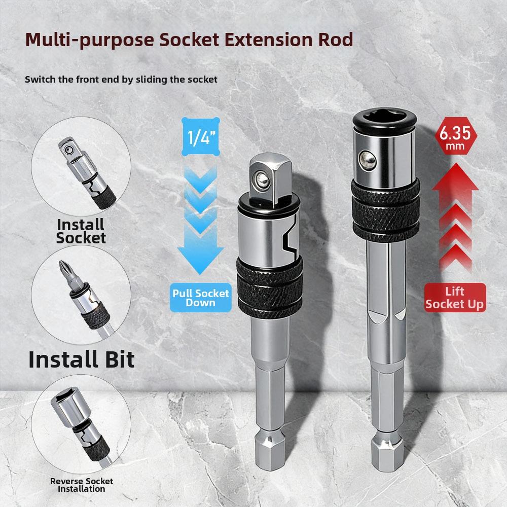 1/4 Inch Drive Bit Holder Quick Change Socket Adapter For CR-V Steel Drill Bits And Power Tools Workshop Accessories