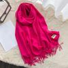 Winter Cashmere Solid Color Pashmina Tassel Scarf for Women Warm Scarves Wraps Girls Thicken Warm Shawl Wrap Echarpe Stole