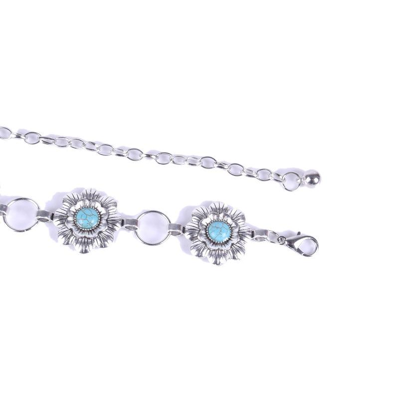 Mary Turquoise waist chain - women's versatile alloy chain with floral gemstone accents