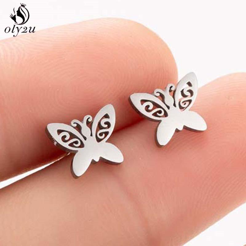 Cute Ballet Earings Women Jewelry Minimalist Puzzle Dinosaur Map Wave Cat Stainless Steel Stud Earrings Girls Pendientes