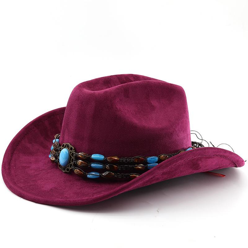 Suede Horse Riding Western Cowboy Hat For Men And Women Outdoor Travel Hat With Rolled Brim Ethnic Style Top Hat Felt Hat