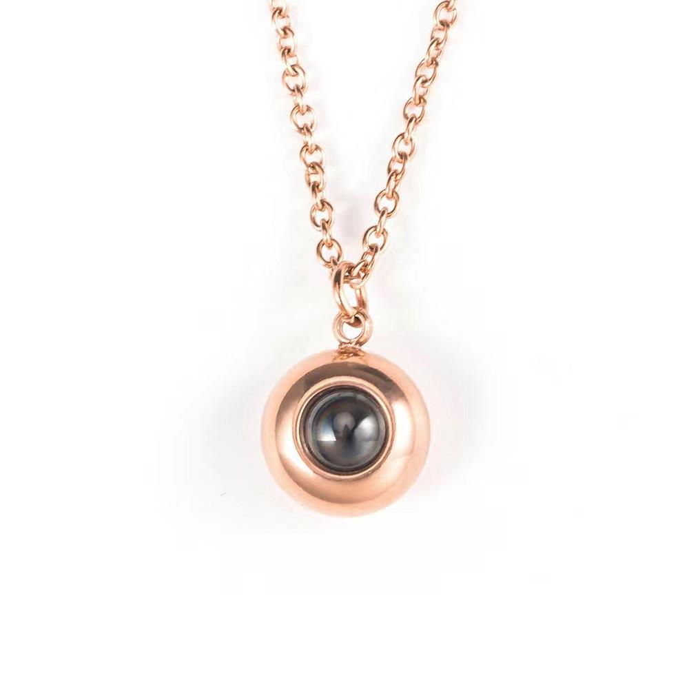 Multilingual 'I Love You' Projection Necklace with Cat's Eye Stone – Perfect Holiday Gift for Her