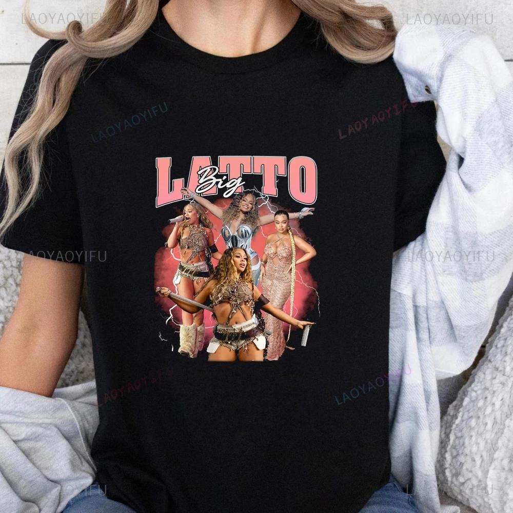 Big Latto Hip Hop Print T-Shirt Big Latto Neutral Trend Harajuku Kurzarm Unisex Shirt Grap