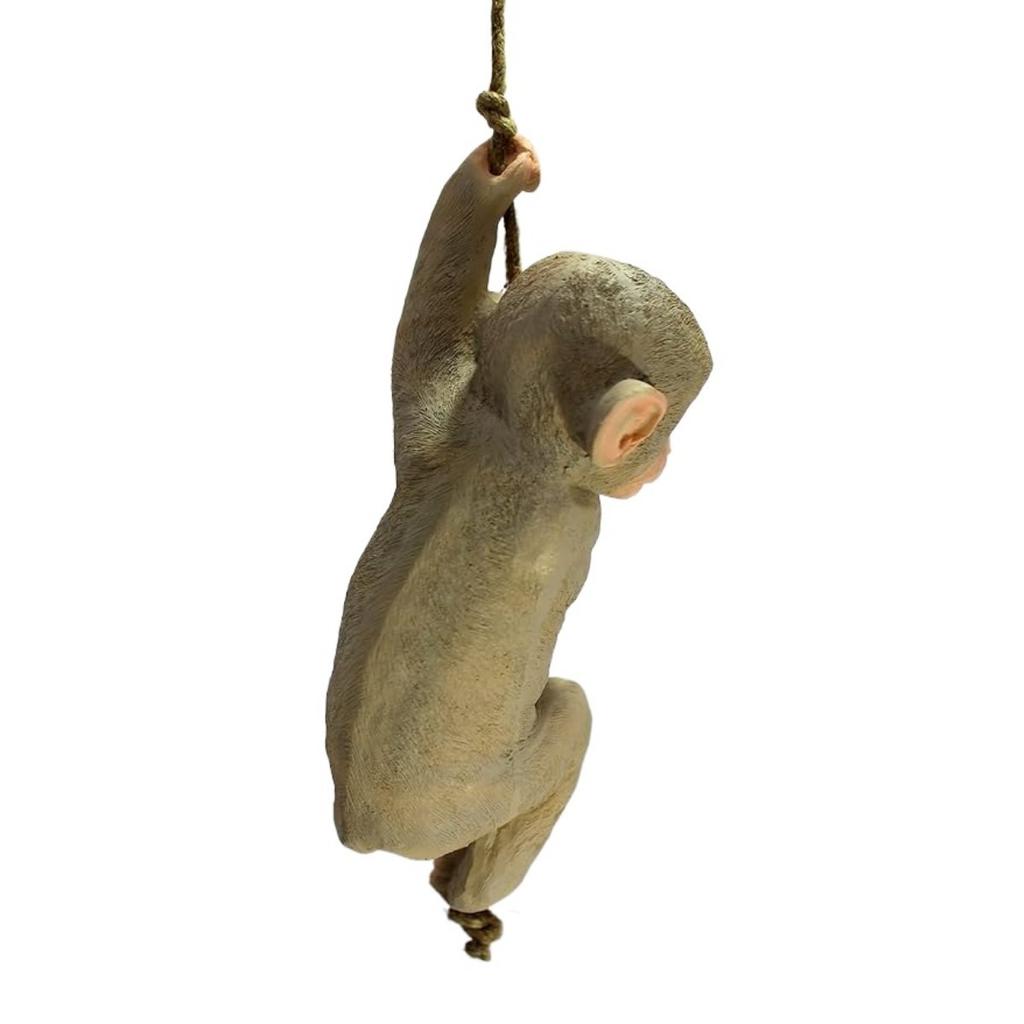 Resin Hanging Monkey with Rope Showpiece for Home Decor - Brown