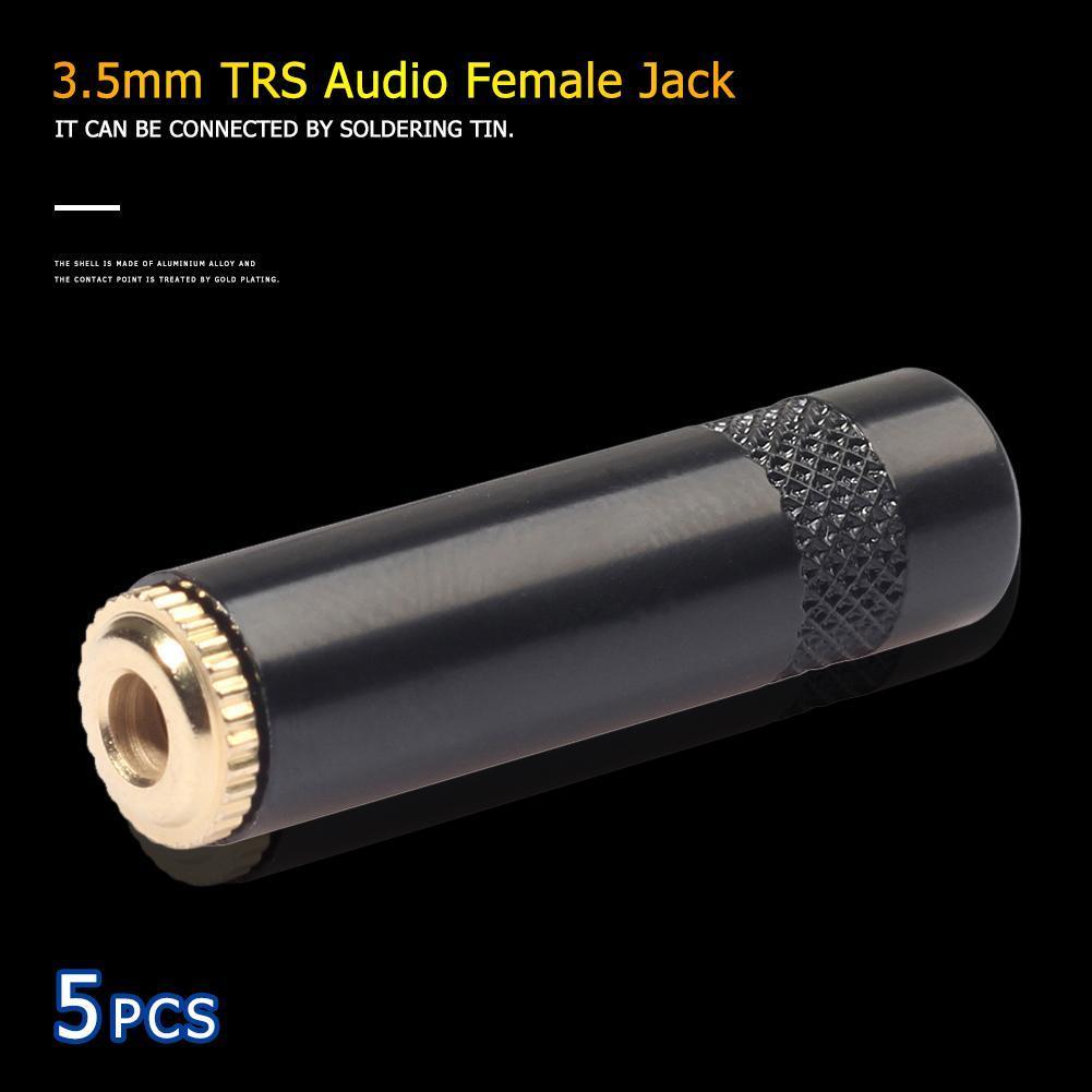 5pcs 3.5mm Audio Female 3 Pole Stereo Socket Gold Plated Earphone Wire Connector