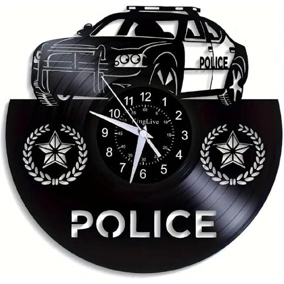

Police Vinyl Wall Clock, 12 inches, Black,Surprise Creative Wall Decorations