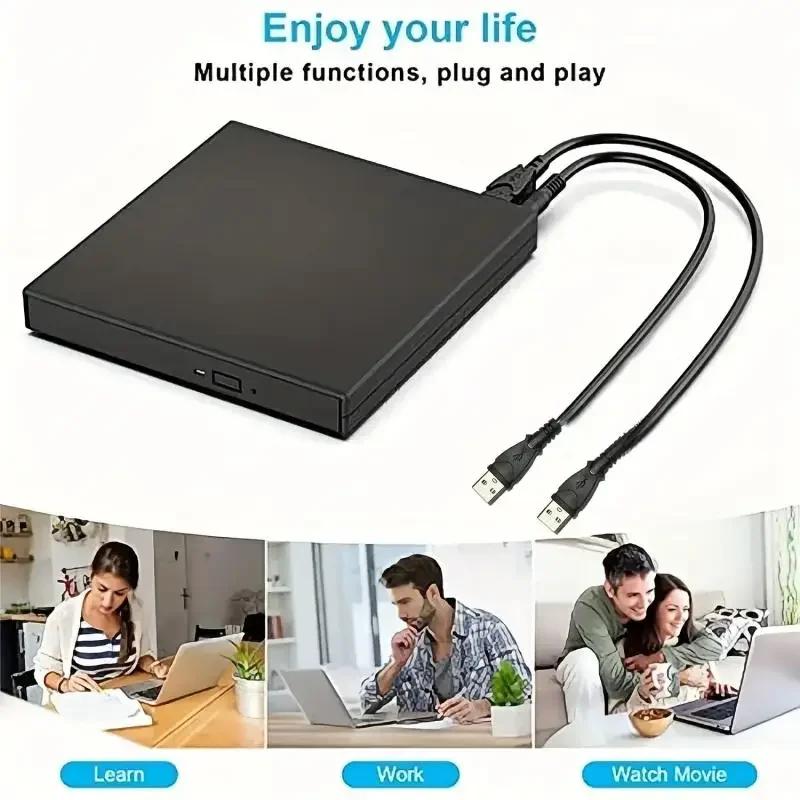 External DVD CD Drive, USB 2.0 Slim Protectable External CD-RW Optical Drive DVD-ROM Player for Laptop PC Desktop