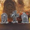 3pcs Skull Cross Halloween  Tombstones Figurine Resin Crafts Tombstone Statues  Party Layout
