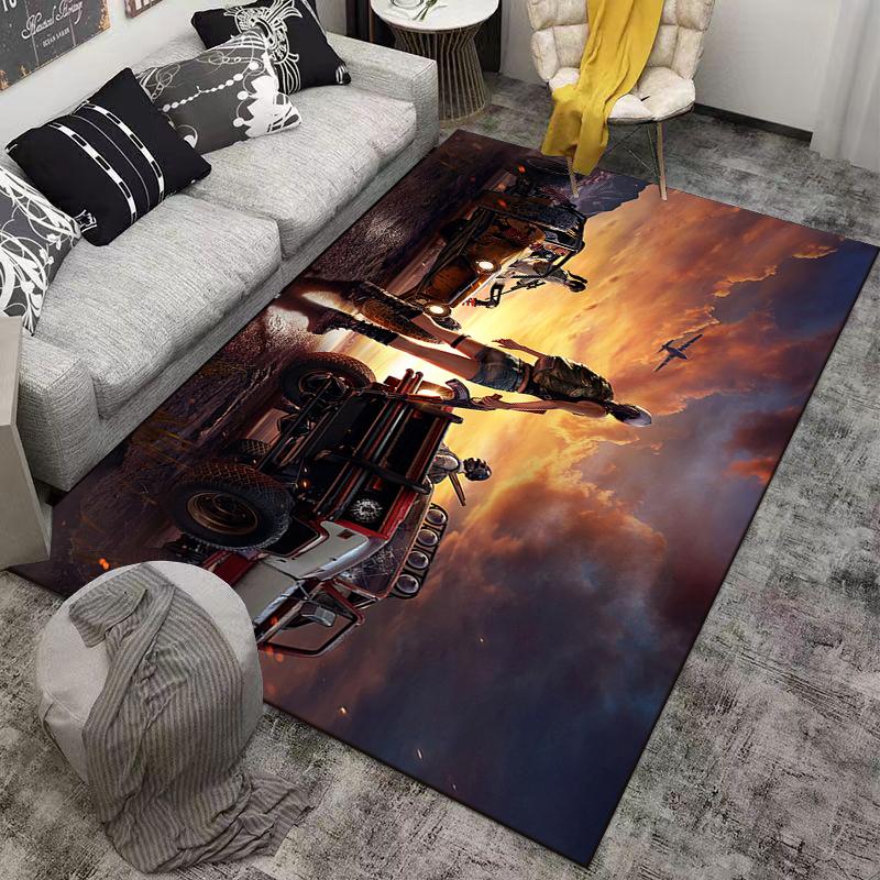 Adventure Lifestyle Rug with Sunset Cars Suitable for use as an anti-slip game mat for living room and bedroom sofas
