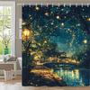 Enchanted Night Scene Waterproof Mildew-Resistant Shower Curtain - Romantic Design for a Cozy Bathroom Décor Experience