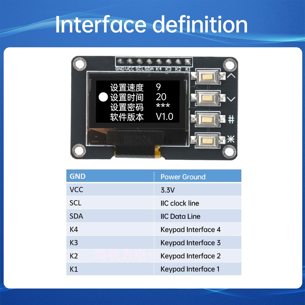 NEW product 0.96 inch OLED IIC White/YELLOW BLUE/BLUE 12864 OLED Display with 4x4 key I2C SSD1315 LCD Screen Board for Arduino