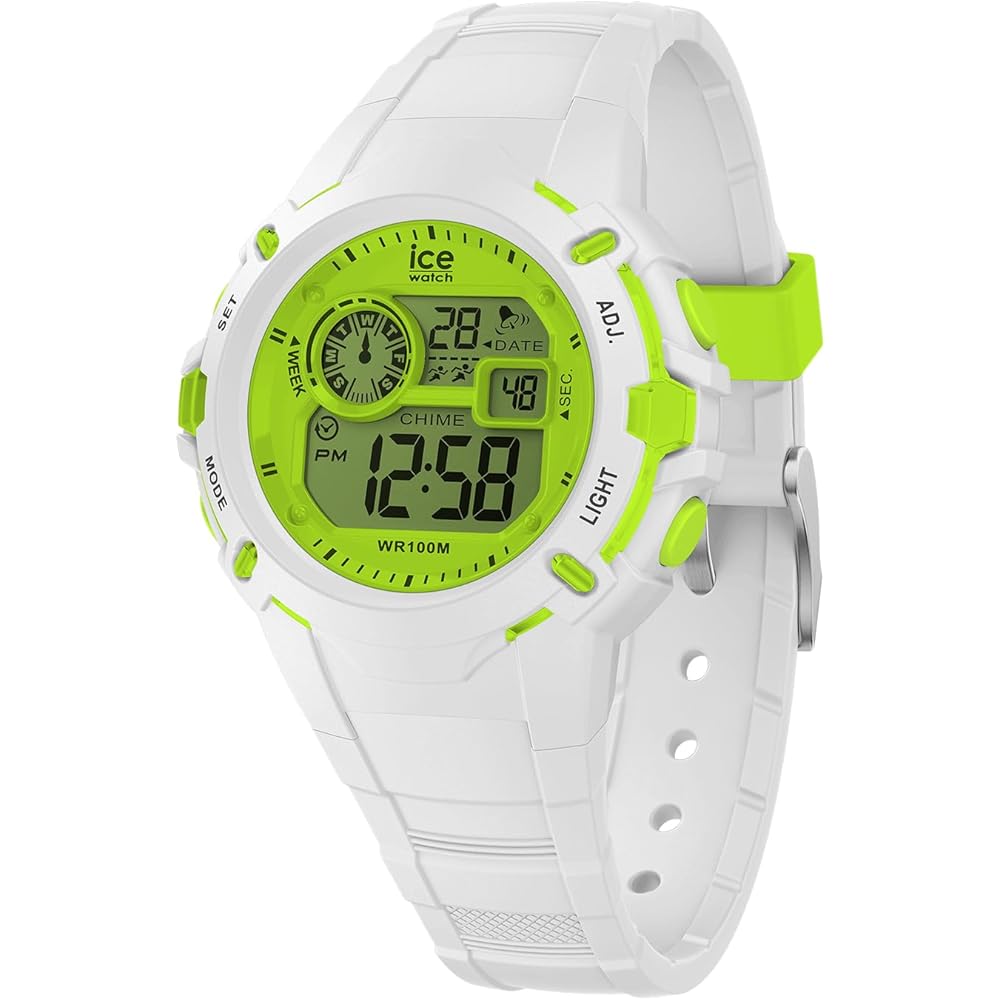 Authorized Dealer [ICE-WATCH] Ice Watch Watch Men s Unisex 024004 ICE digit explorer White Lime Small Waterproof Stopwatch Alarm Date Day GMT
