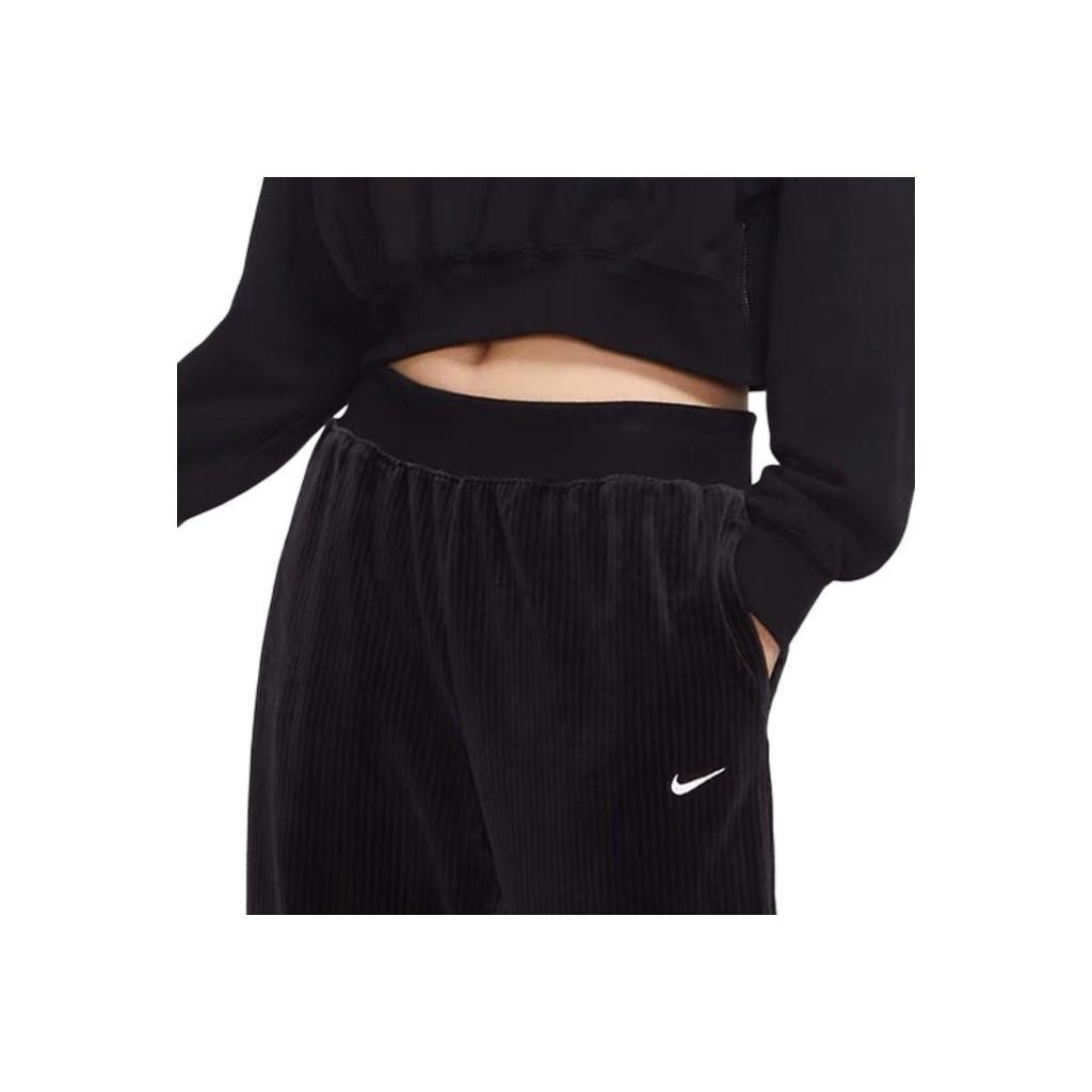 Nike Solid Color Corduroy Knit Jogger Pants Women Bottoms Black DO2914-010