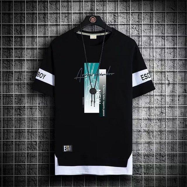 Zomer Mannen T-shirt met Korte Mouwen Mannen Casual Veelzijdig T-shirt met Halve Mouwen Trend Kleurblokkering