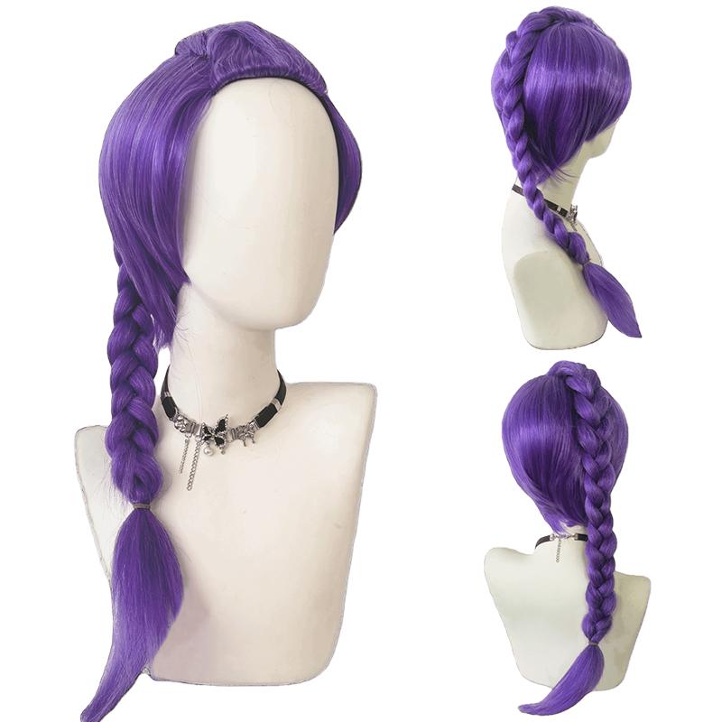 Perucas Cosplay Kpop Hunters Rumi Mira Zoey para Crianças Meninas Anime Hunters Cabelo Longo Roxo Preto Peruca Sintética Trançada Adereço de Fantasia