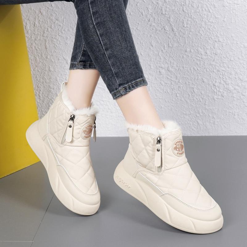 34-42 Women's Winter Plus Size Fashionable Double Zipper Thick Soled High Top Cotton Shoes Women's Snow Boots