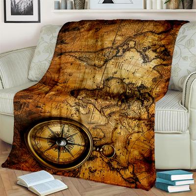 29 Stil Neu Retro Marine Seekarte Kompass Karte Decke, Weiche Überwurfdecke für Zuhause Schlafzimmer Bett Sofa Reise Büro Bezug