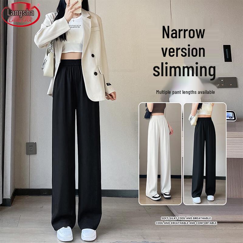 Women s Elastic Waist High-Waist Straight Suit Pants XL