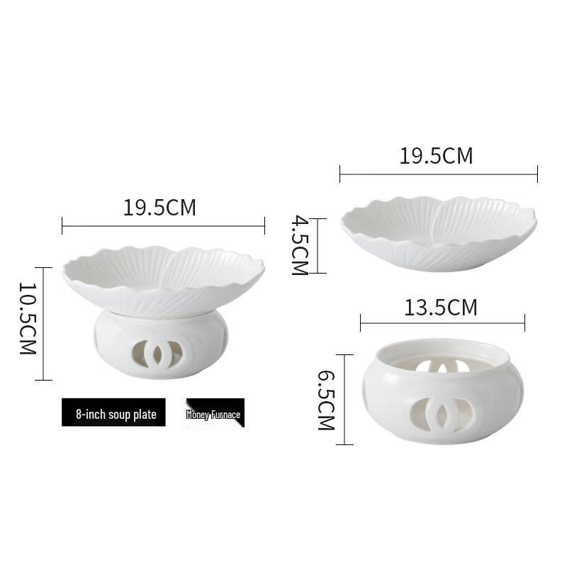 Round Ceramic Warming Serving Dish with Candle Heater