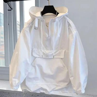 Korean Fashion Brand Couple Wear Men's Jacket Windbreaker Design Casual Loose Coat Trend Spring and Autumn Hooded Charge Coat