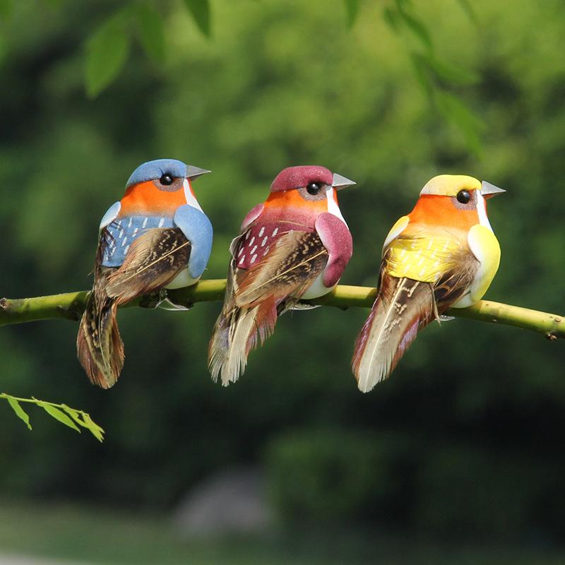 6pcs Foam Feather Artificial Birds Imitation Bird Model Home Outdoors Garden Wedding Decoration Ornament DIY Party