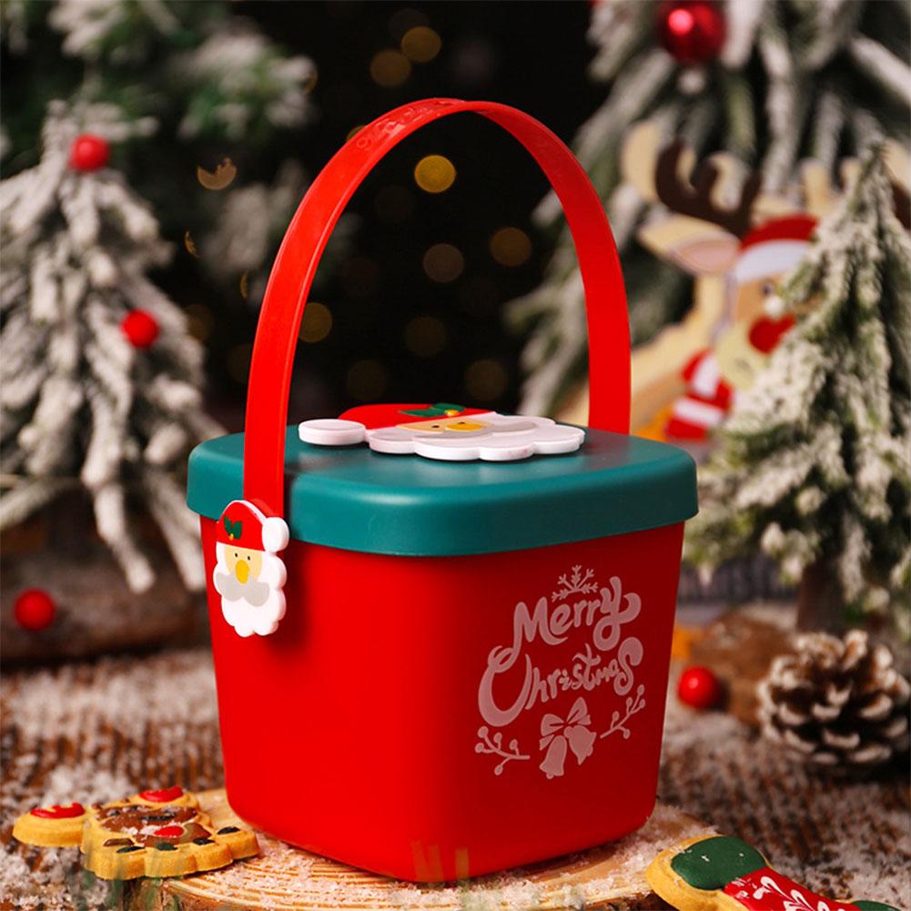 Weihnachts-Süßigkeitenbehälter mit Griff, Goody Buckets, Mehrzweck-Geschenkbox für Festivals, Weihnachten, Winterferien, Partyzubehör