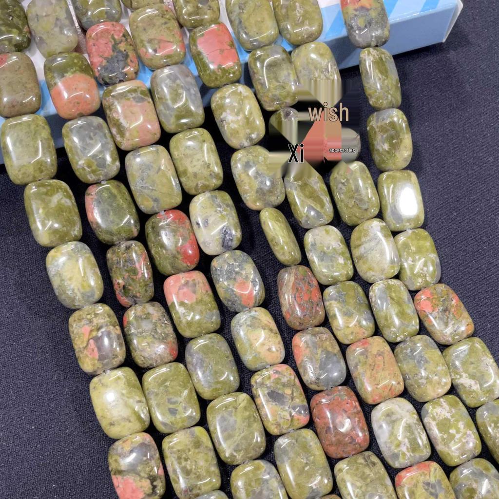 10x14mm Rectangular Crystal Agate and Turquoise Malachite Loose Beads for DIY Jewelry